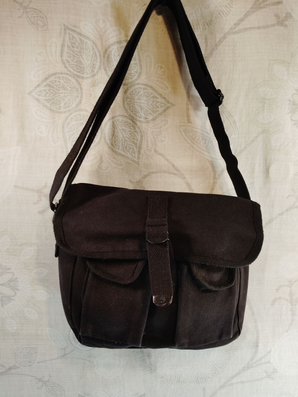 Rothco Black Canvas Messenger Bag with Shoulder Strap